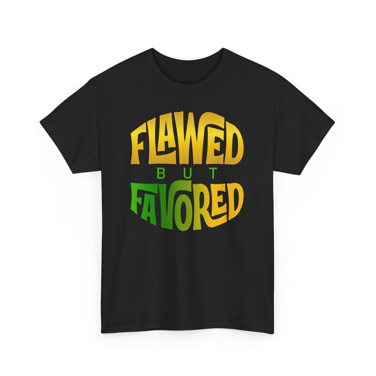 flawed but favored tee – inspirational faith unisex cotton shirt