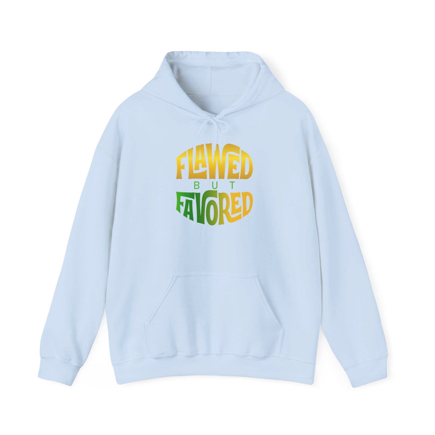 flawed but favored hoodie – unisex motivational graphic sweatshirt