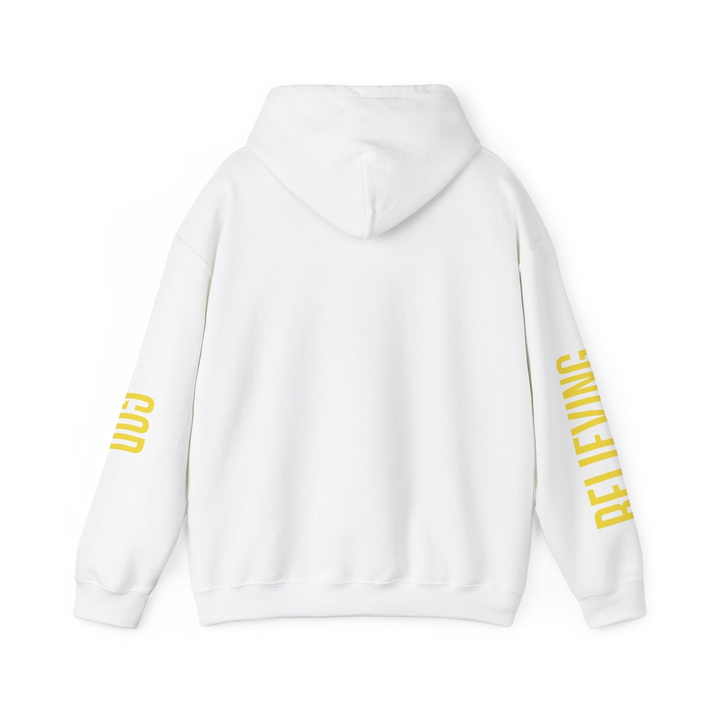 believing god sleeve yellow unisex heavy blend™ hooded sweatshirt
