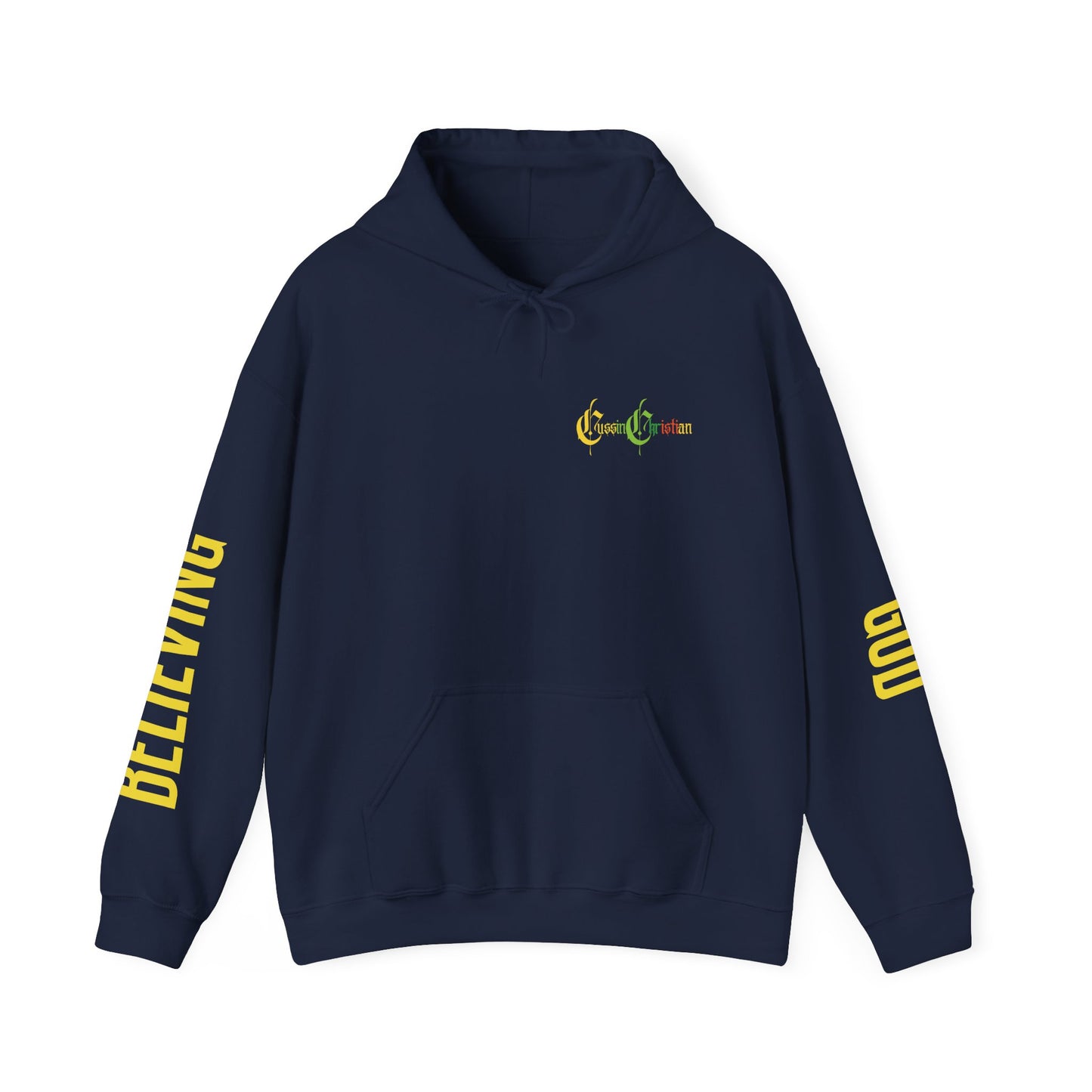 believing god sleeve yellow unisex heavy blend™ hooded sweatshirt