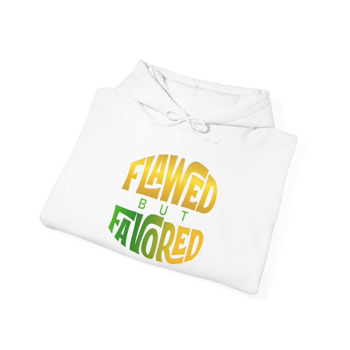 flawed but favored hoodie – unisex motivational graphic sweatshirt