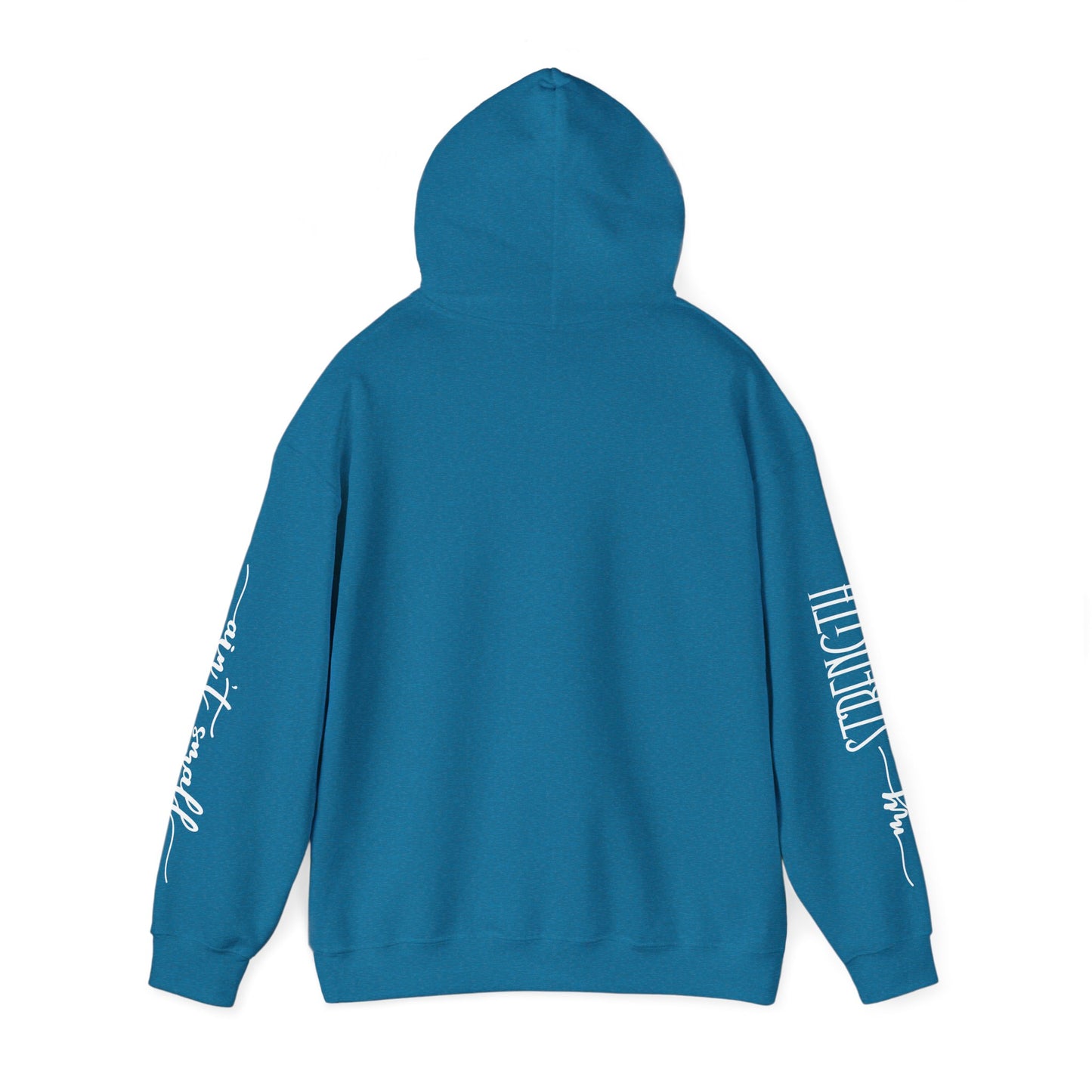 my strength ain’t small sleeve white empowering women’s hoodie - for classy & resilient women