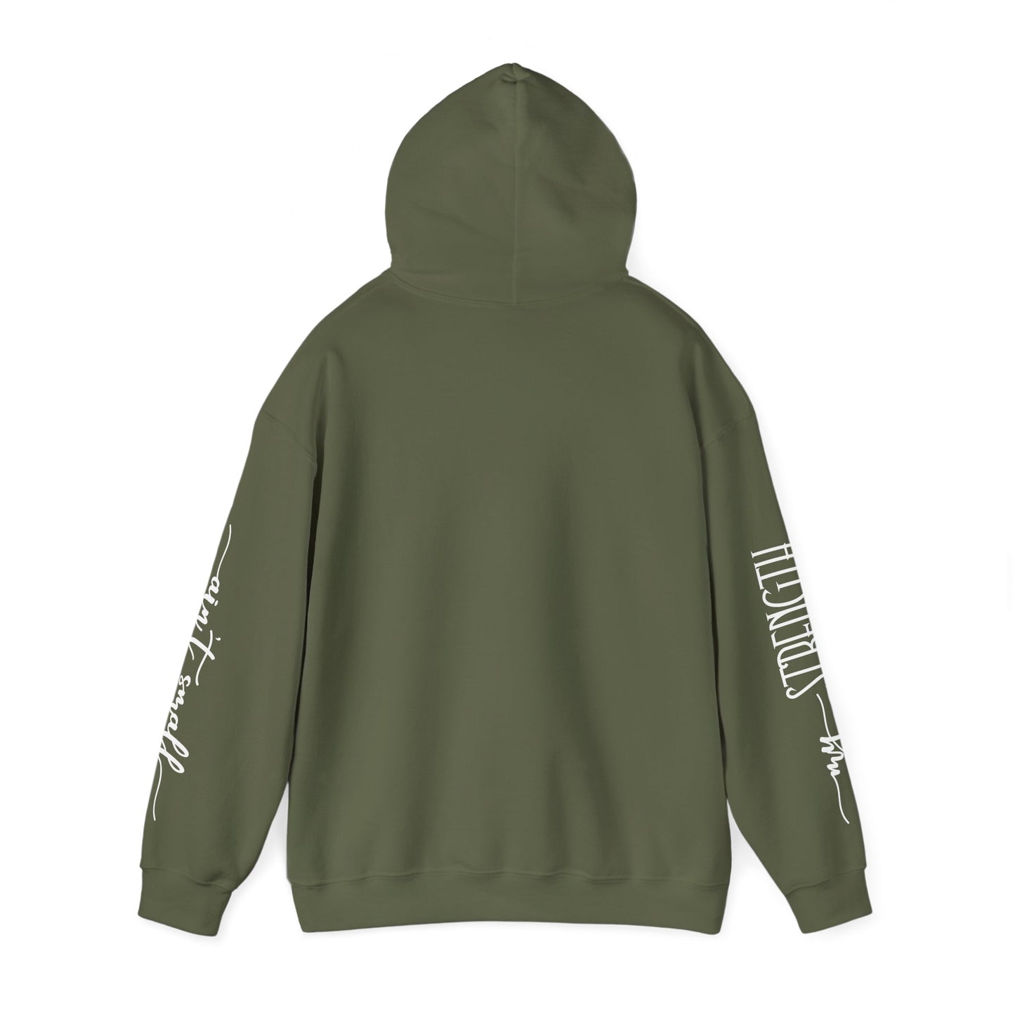 my strength ain’t small sleeve white empowering women’s hoodie - for classy & resilient women