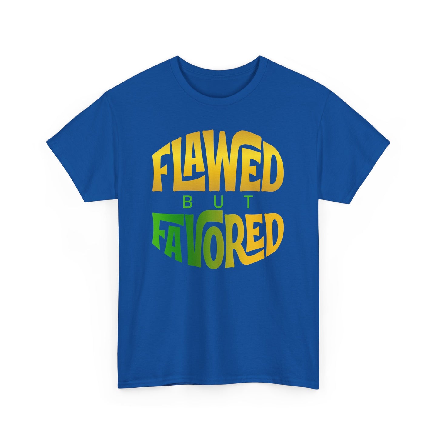 flawed but favored tee – inspirational faith unisex cotton shirt