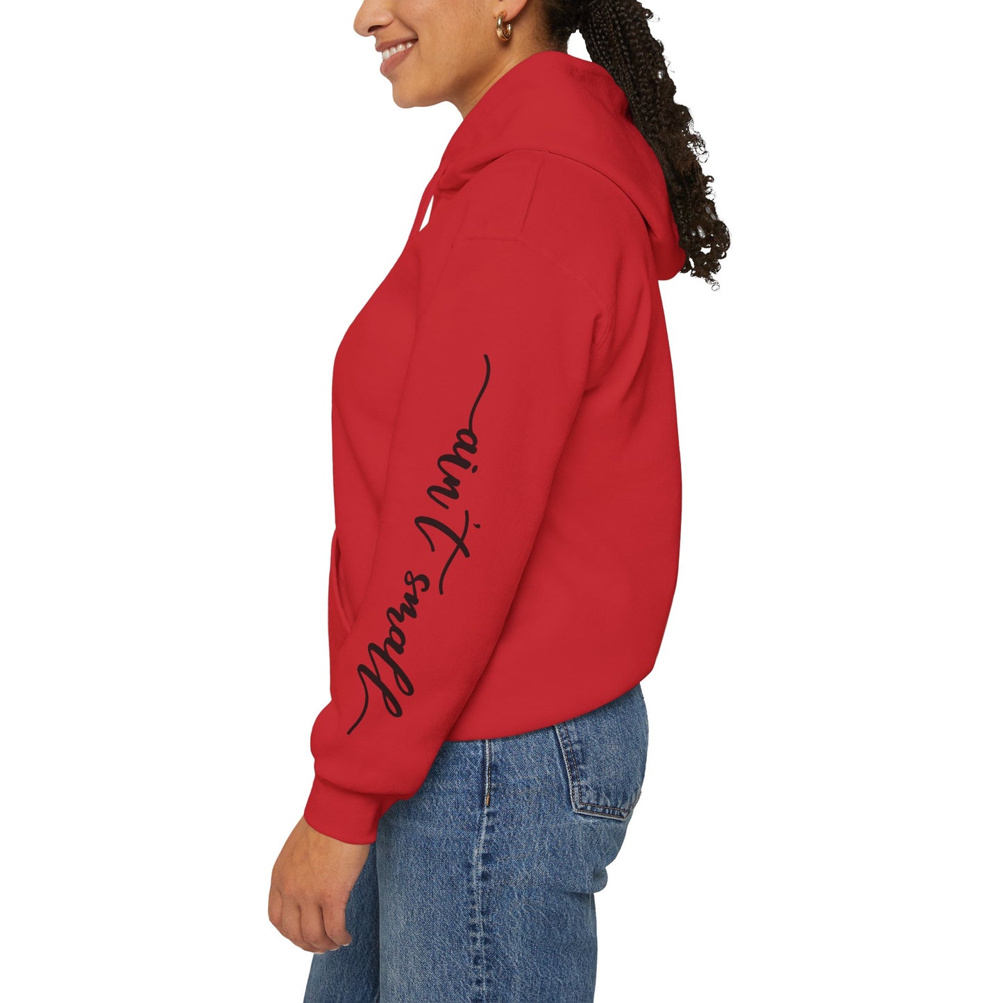 my strength ain’t small sleeve pink empowering women’s hoodie - for classy & resilient women