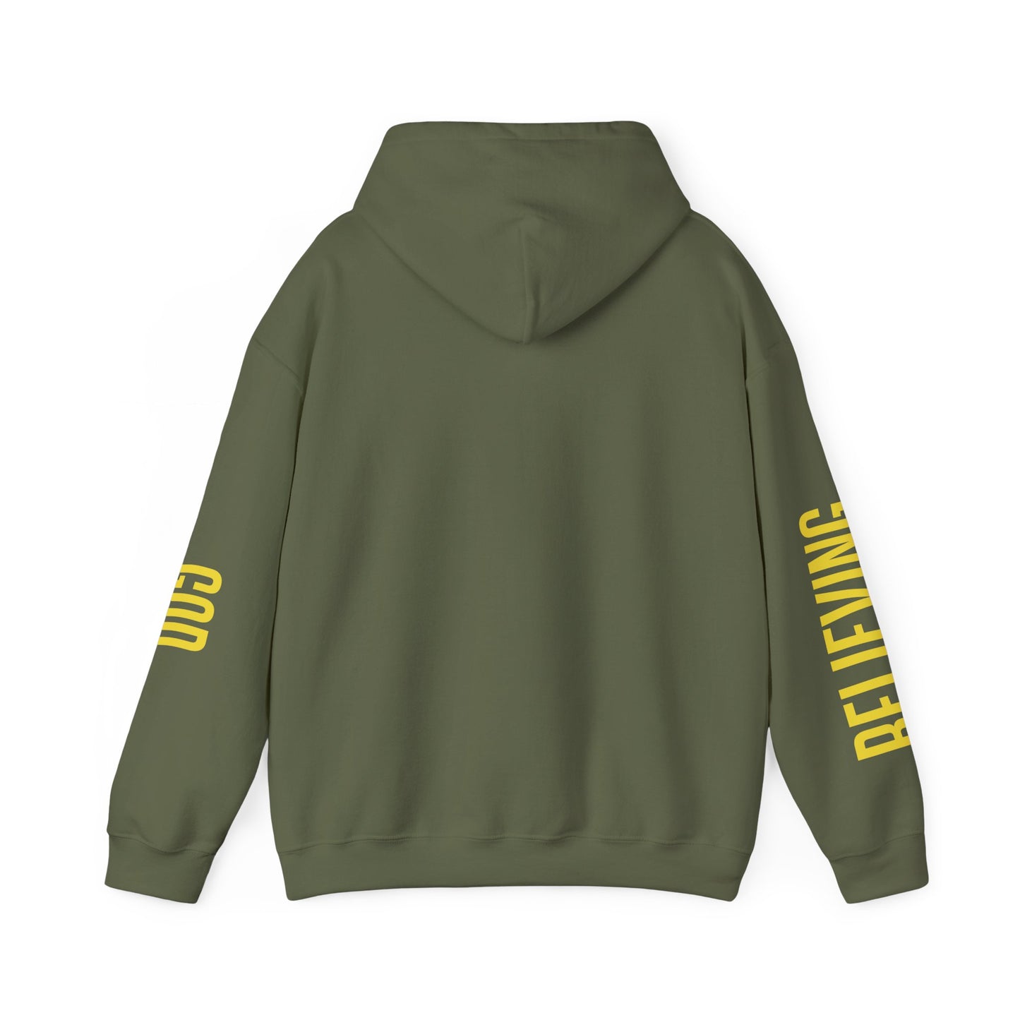 believing god sleeve yellow unisex heavy blend™ hooded sweatshirt