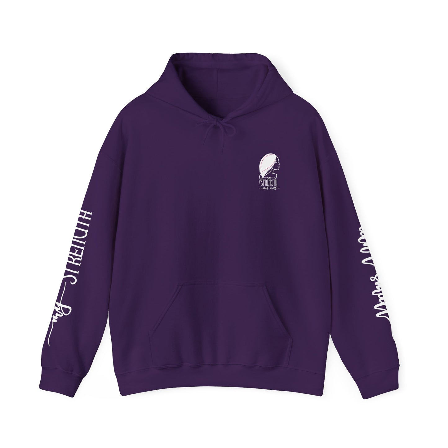 my strength ain’t small sleeve white empowering women’s hoodie - for classy & resilient women