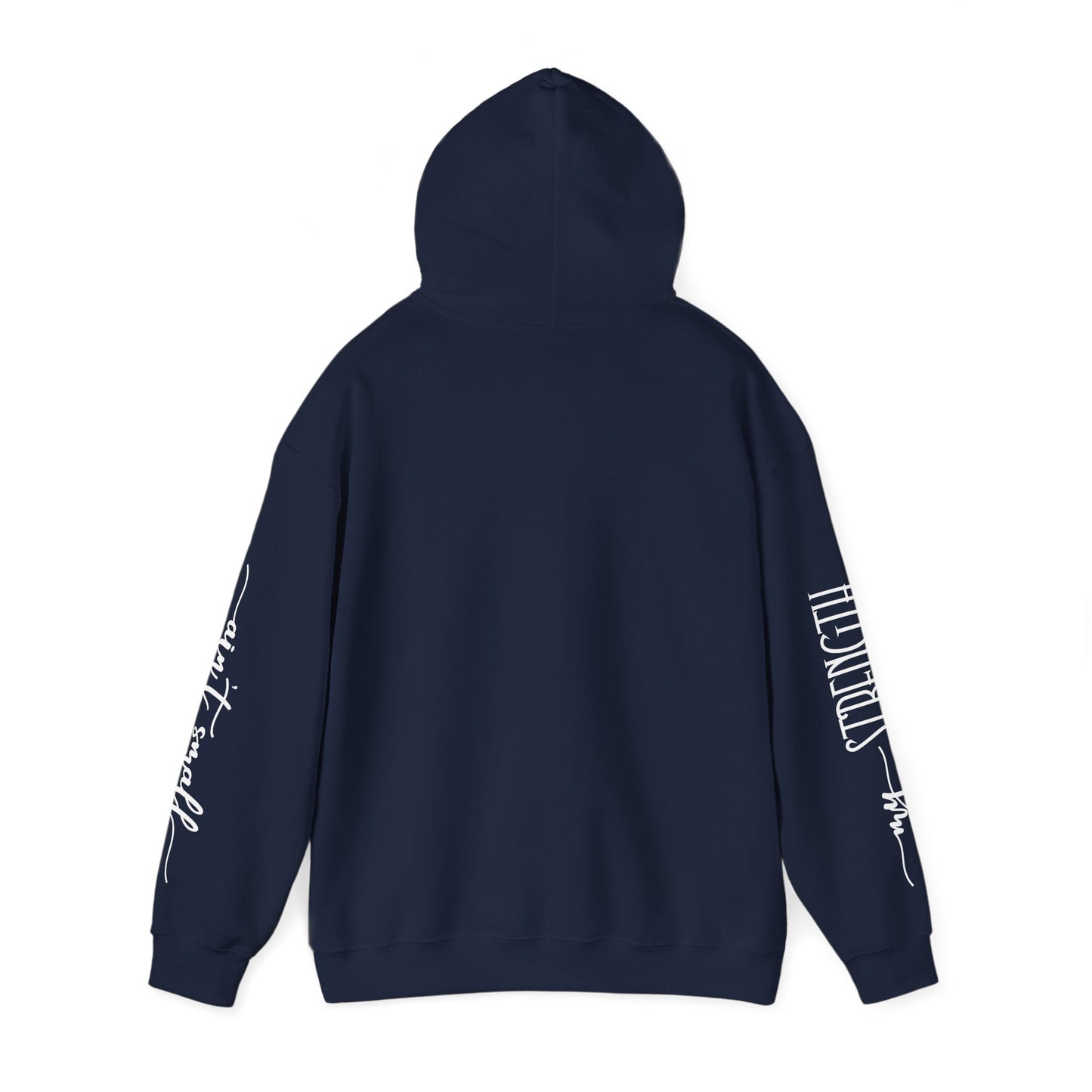 my strength ain’t small sleeve white empowering women’s hoodie - for classy & resilient women