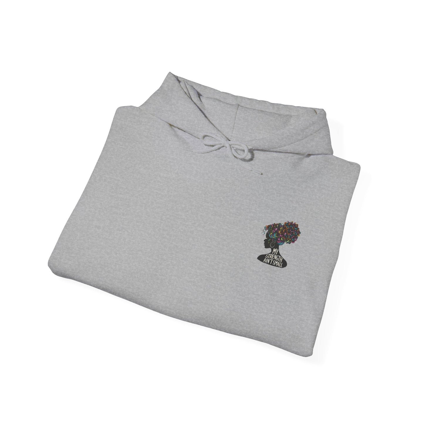my strength ain’t small sleeve pink empowering women’s hoodie - for classy & resilient women