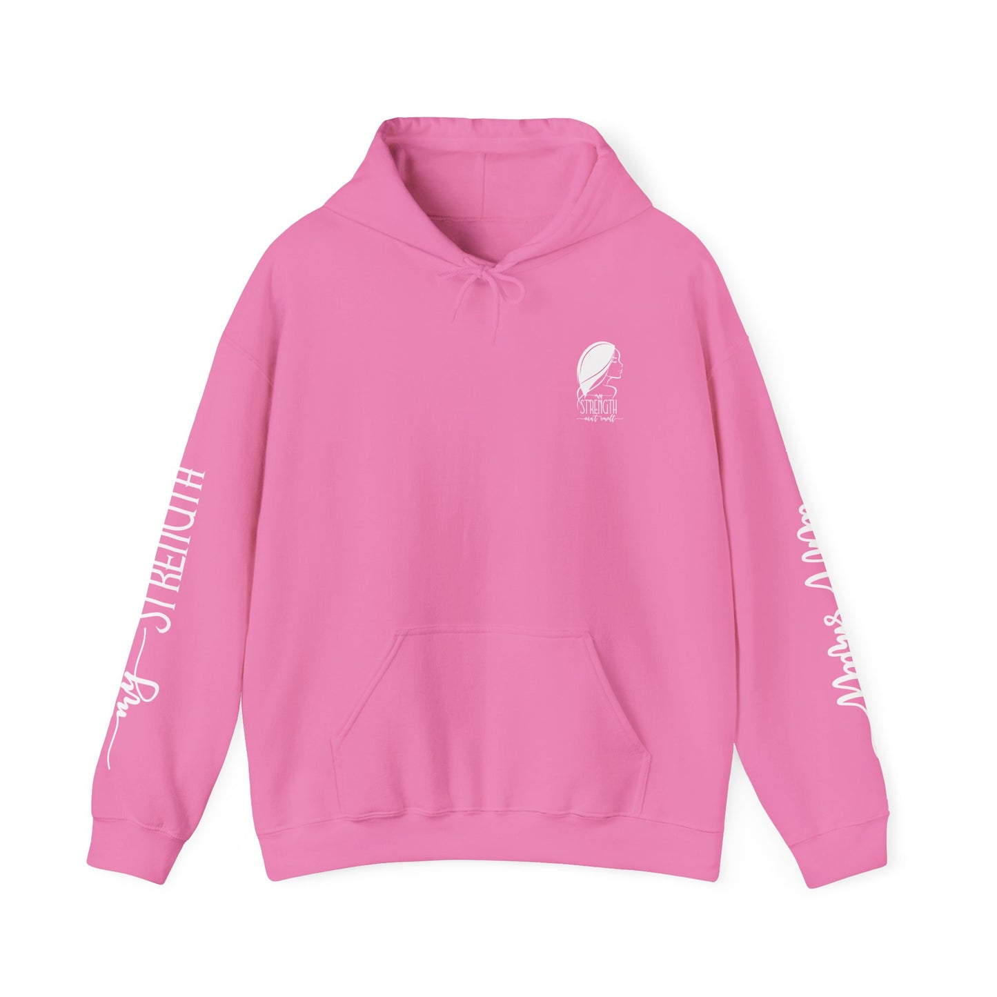 my strength ain’t small sleeve white empowering women’s hoodie - for classy & resilient women