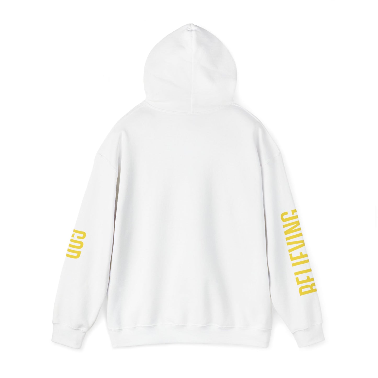 believing god sleeve yellow unisex heavy blend™ hooded sweatshirt