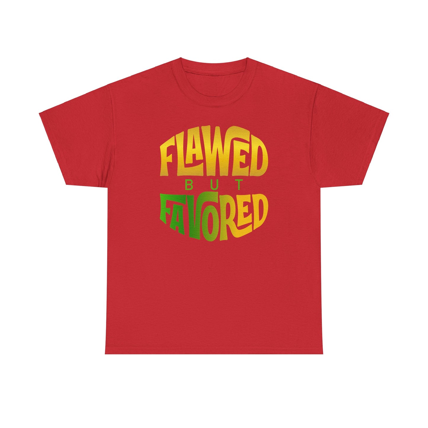 flawed but favored tee – inspirational faith unisex cotton shirt