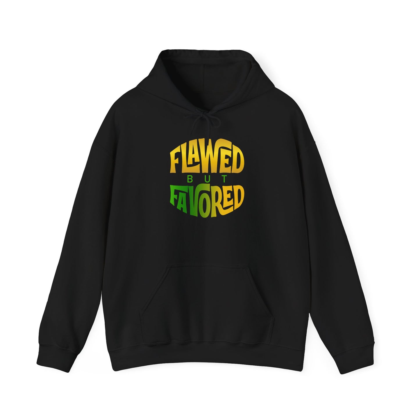 flawed but favored hoodie – unisex motivational graphic sweatshirt
