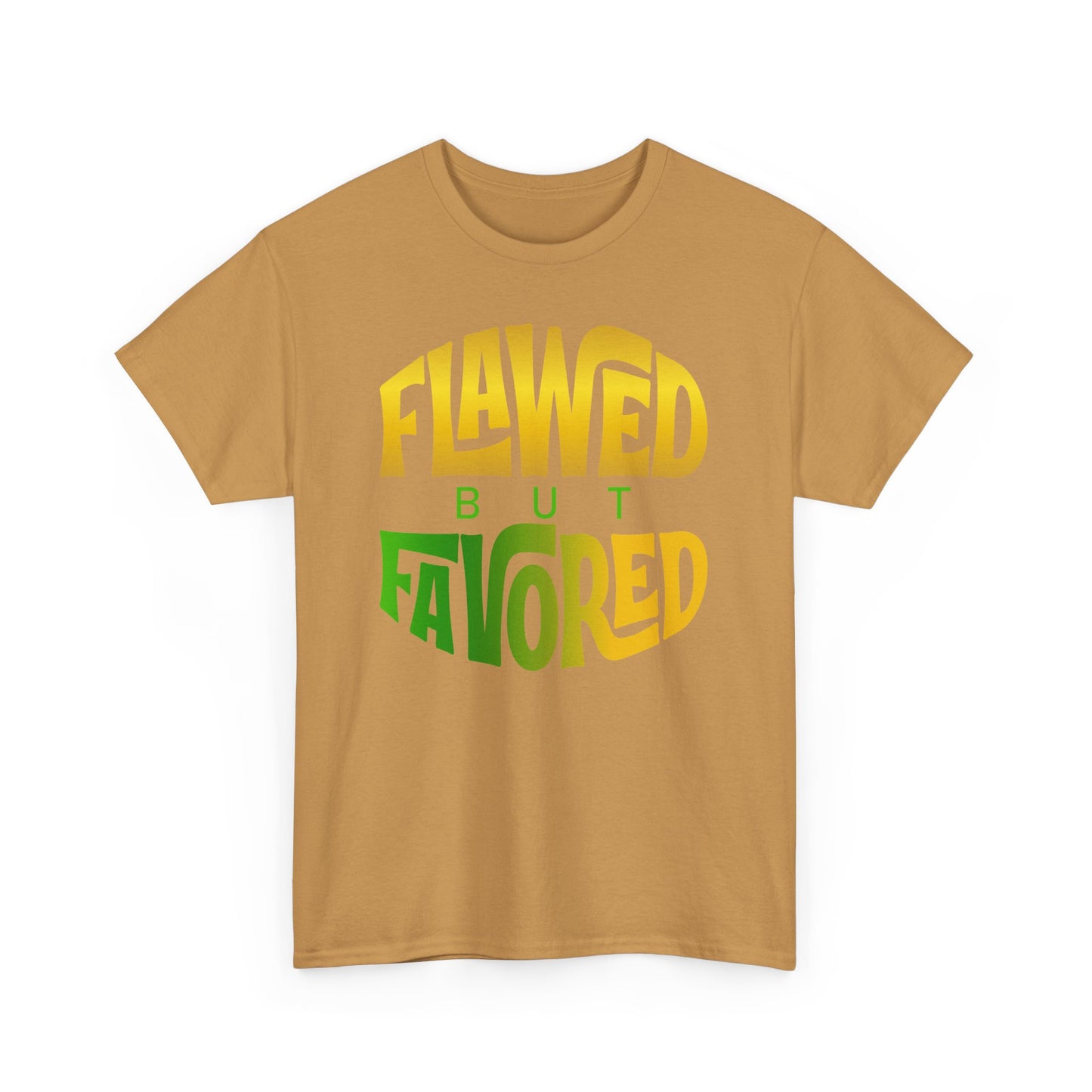 flawed but favored tee – inspirational faith unisex cotton shirt