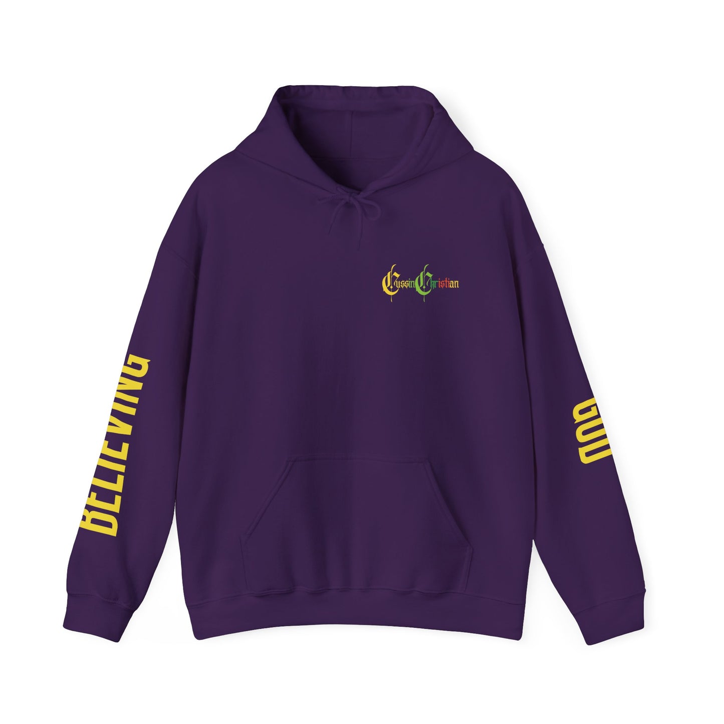 believing god sleeve yellow unisex heavy blend™ hooded sweatshirt