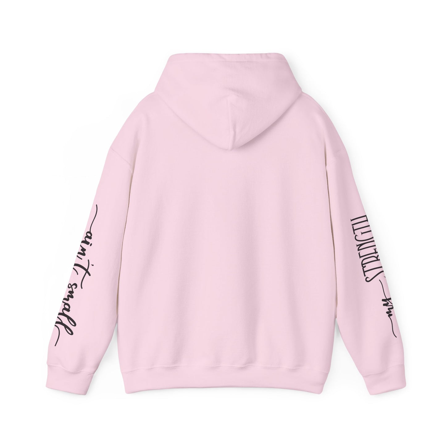 my strength ain’t small sleeve pink empowering women’s hoodie - for classy & resilient women