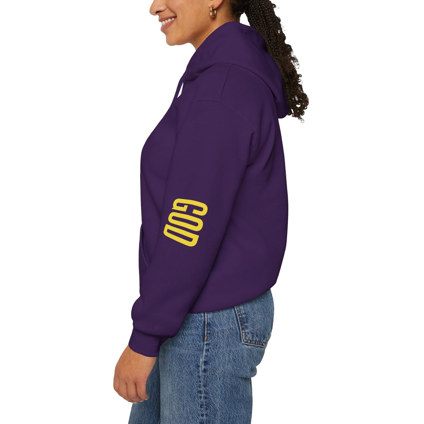 believing god sleeve yellow unisex heavy blend™ hooded sweatshirt