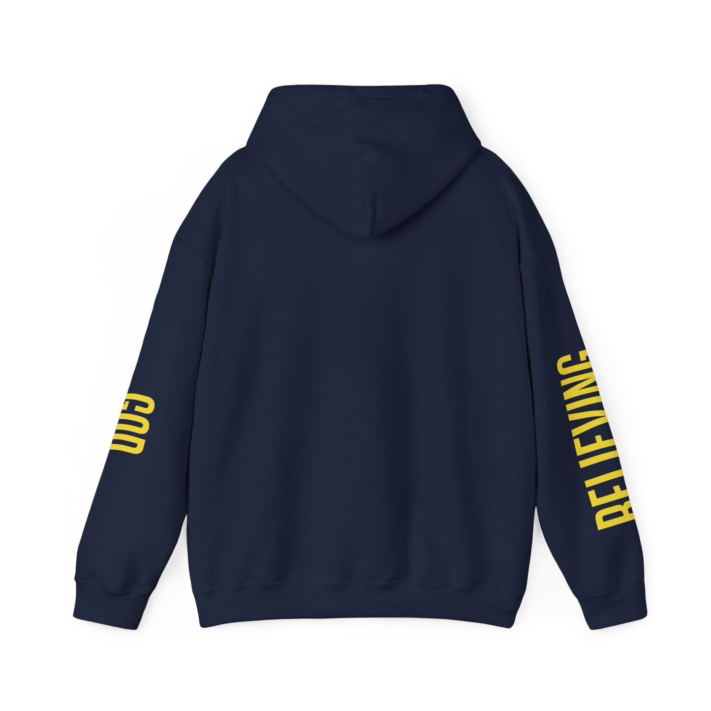 believing god sleeve yellow unisex heavy blend™ hooded sweatshirt