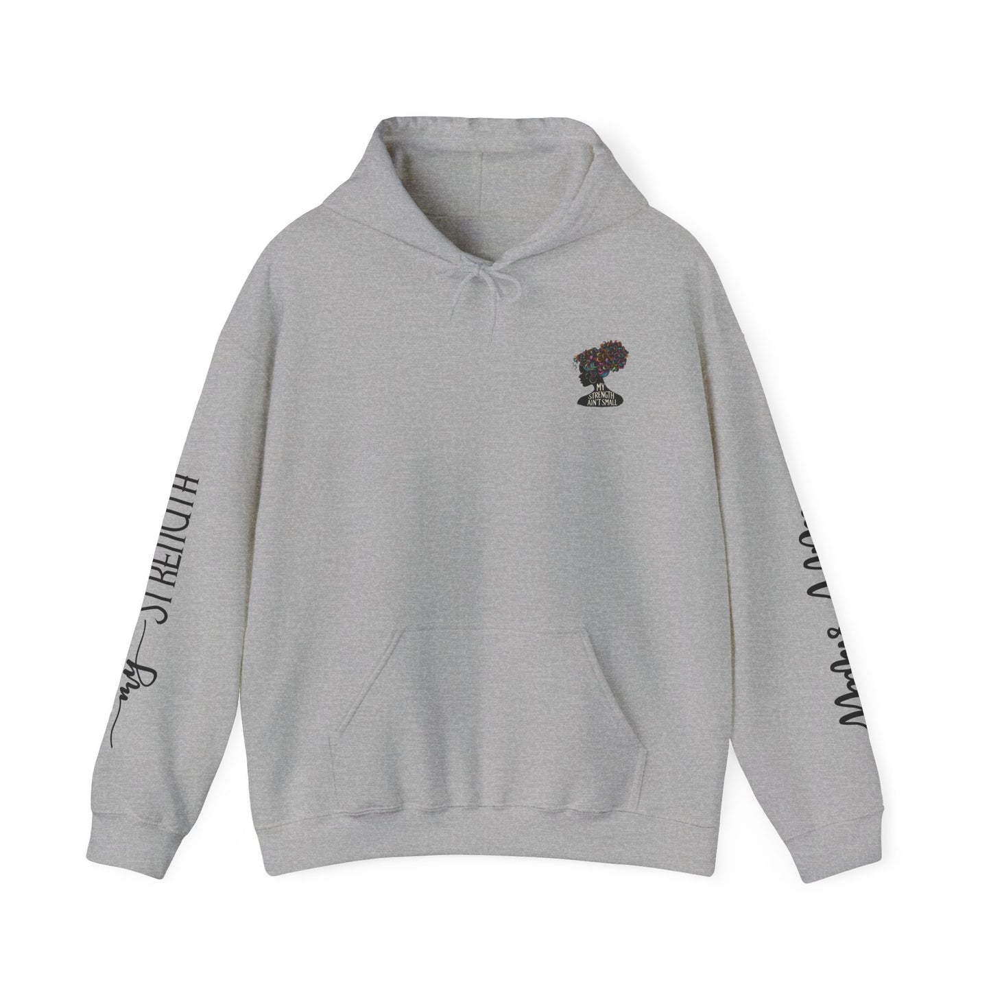 my strength ain’t small sleeve pink empowering women’s hoodie - for classy & resilient women