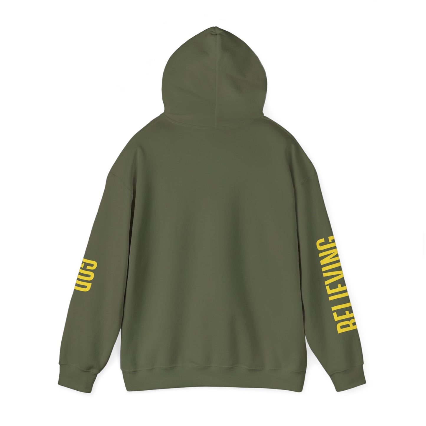 believing god sleeve yellow unisex heavy blend™ hooded sweatshirt