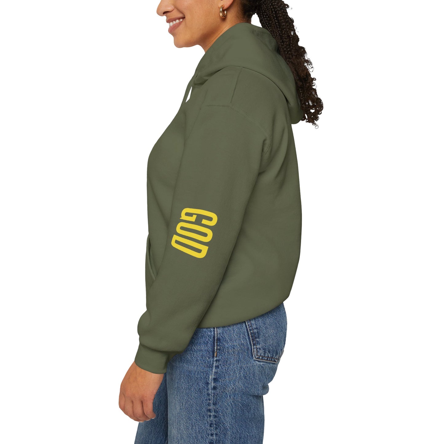 believing god sleeve yellow unisex heavy blend™ hooded sweatshirt