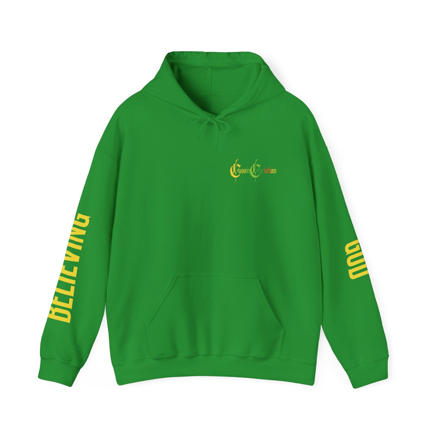believing god sleeve yellow unisex heavy blend™ hooded sweatshirt