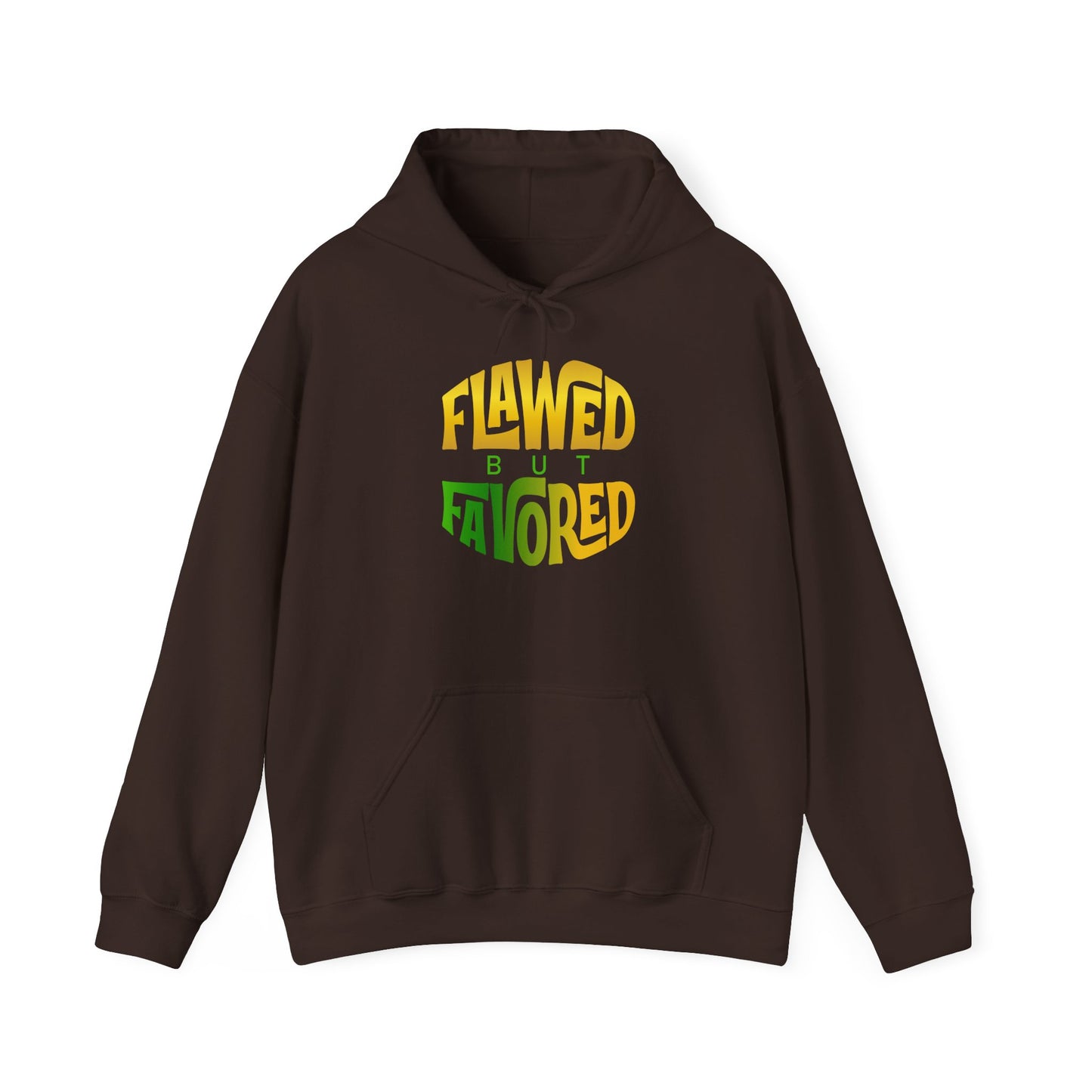flawed but favored hoodie – unisex motivational graphic sweatshirt