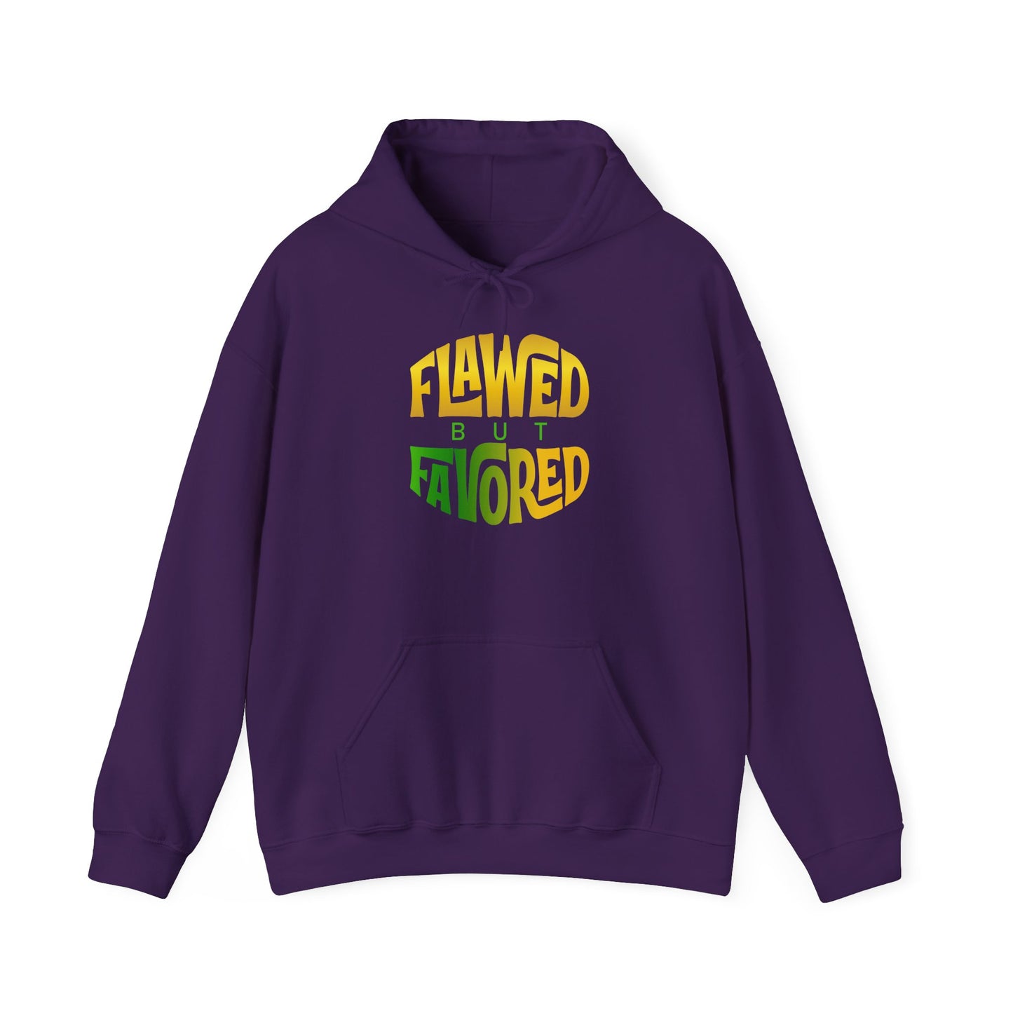 flawed but favored hoodie – unisex motivational graphic sweatshirt