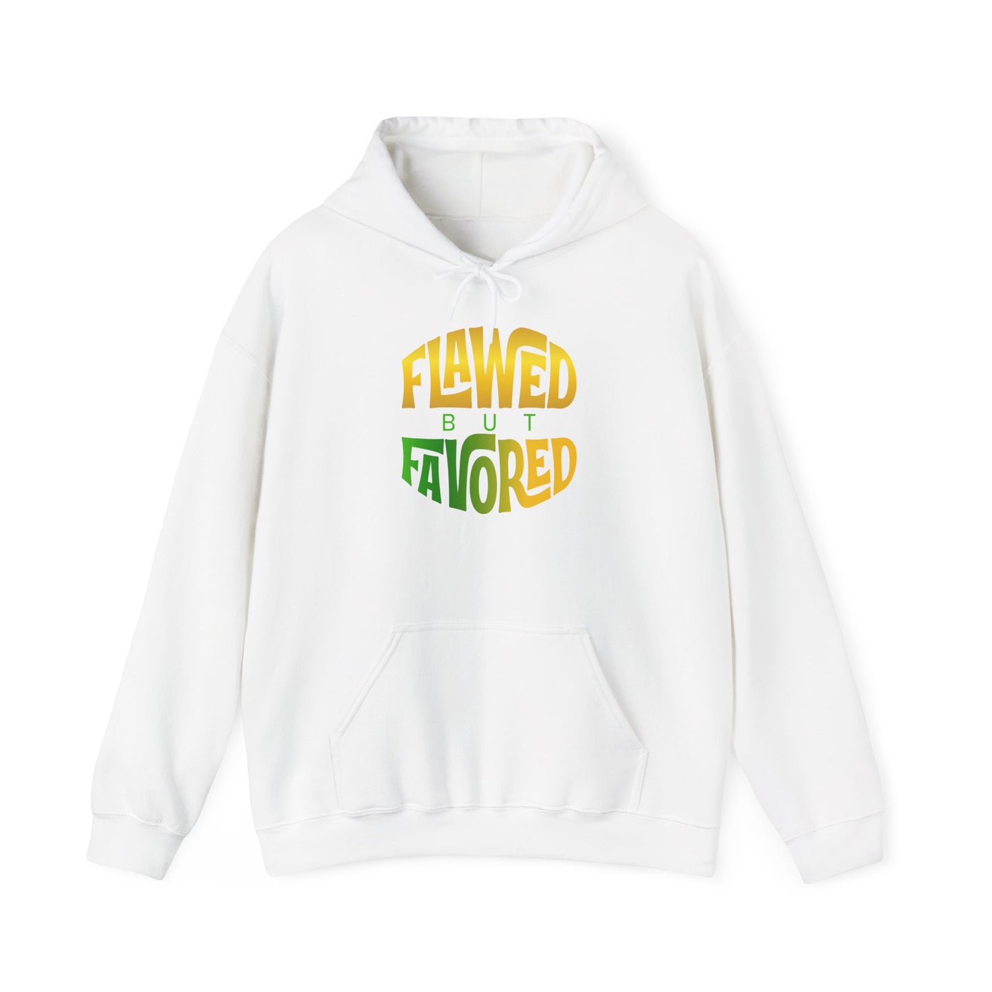 flawed but favored hoodie – unisex motivational graphic sweatshirt
