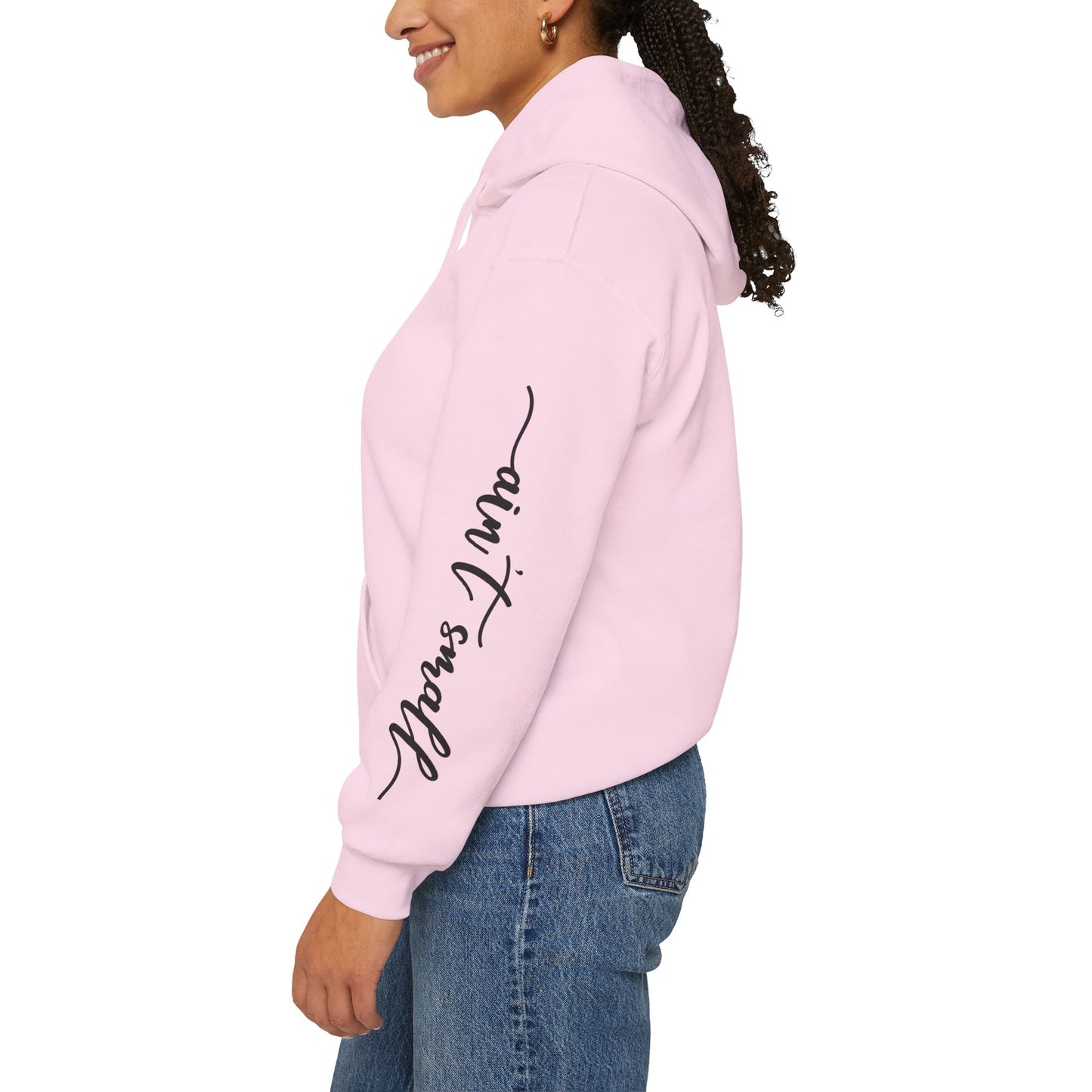 my strength ain’t small sleeve pink empowering women’s hoodie - for classy & resilient women