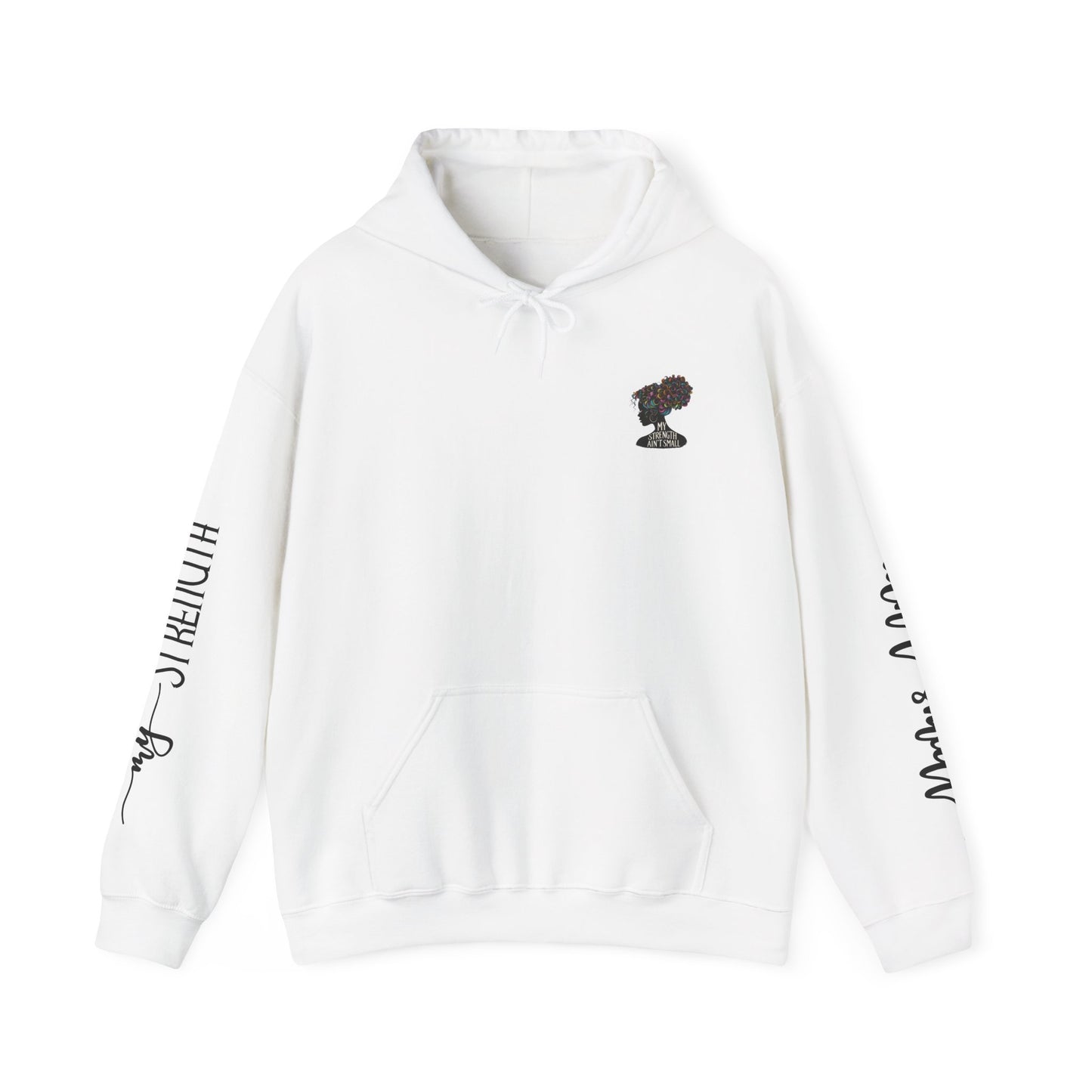 my strength ain’t small sleeve pink empowering women’s hoodie - for classy & resilient women
