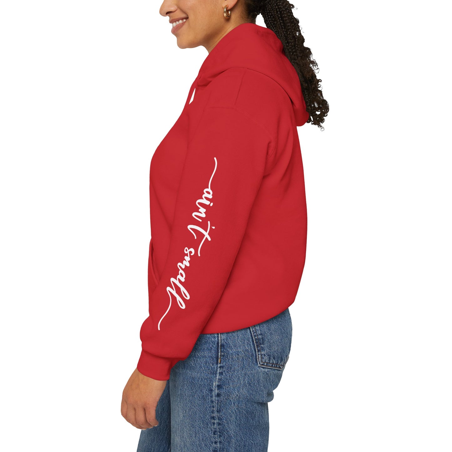 my strength ain’t small sleeve white empowering women’s hoodie - for classy & resilient women