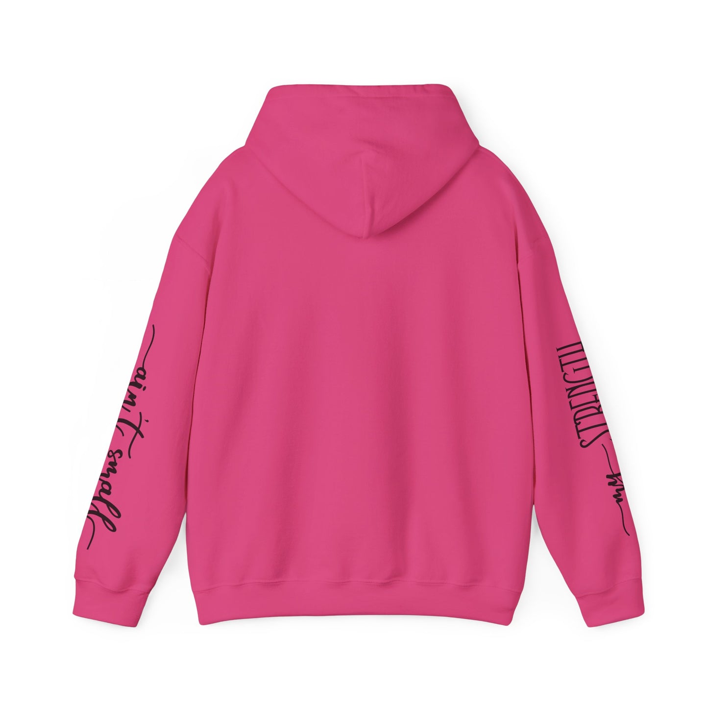 my strength ain’t small sleeve pink empowering women’s hoodie - for classy & resilient women