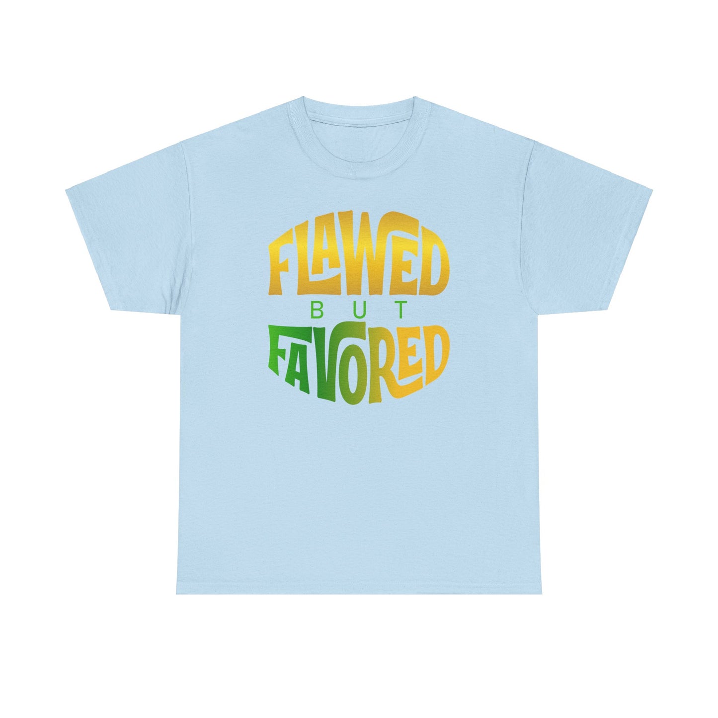 flawed but favored tee – inspirational faith unisex cotton shirt