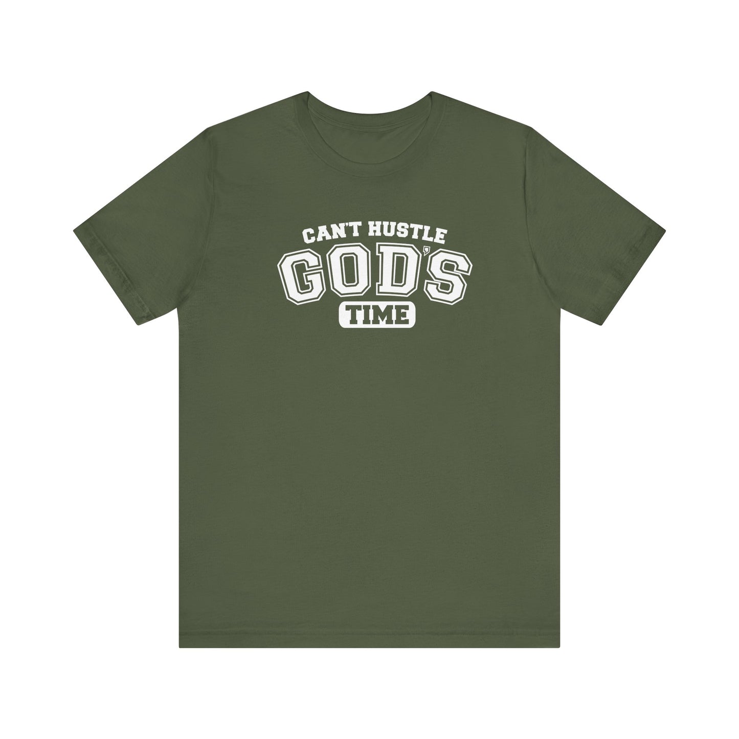 christian humor unisex tee 'can't hustle god's time'