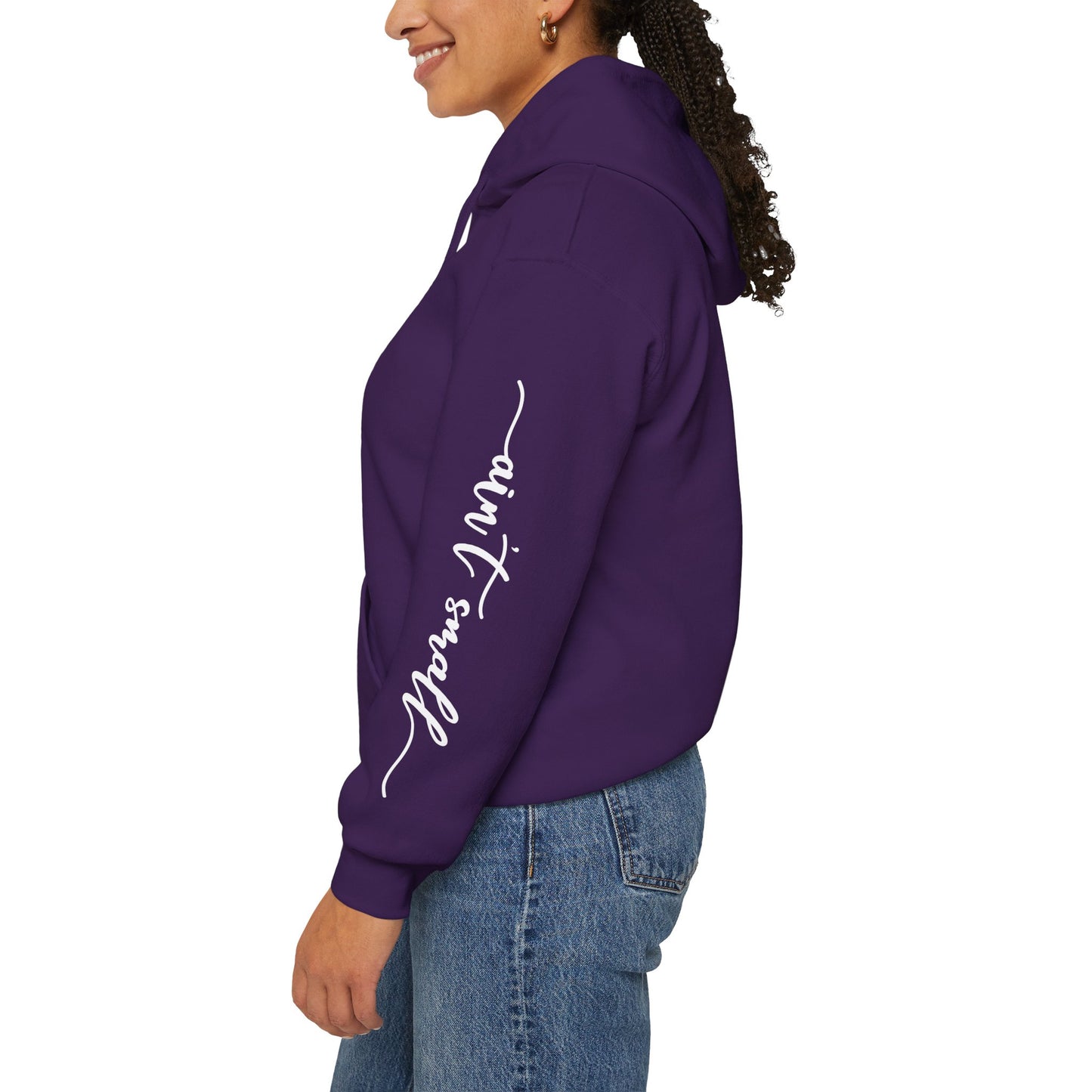 my strength ain’t small sleeve white empowering women’s hoodie - for classy & resilient women