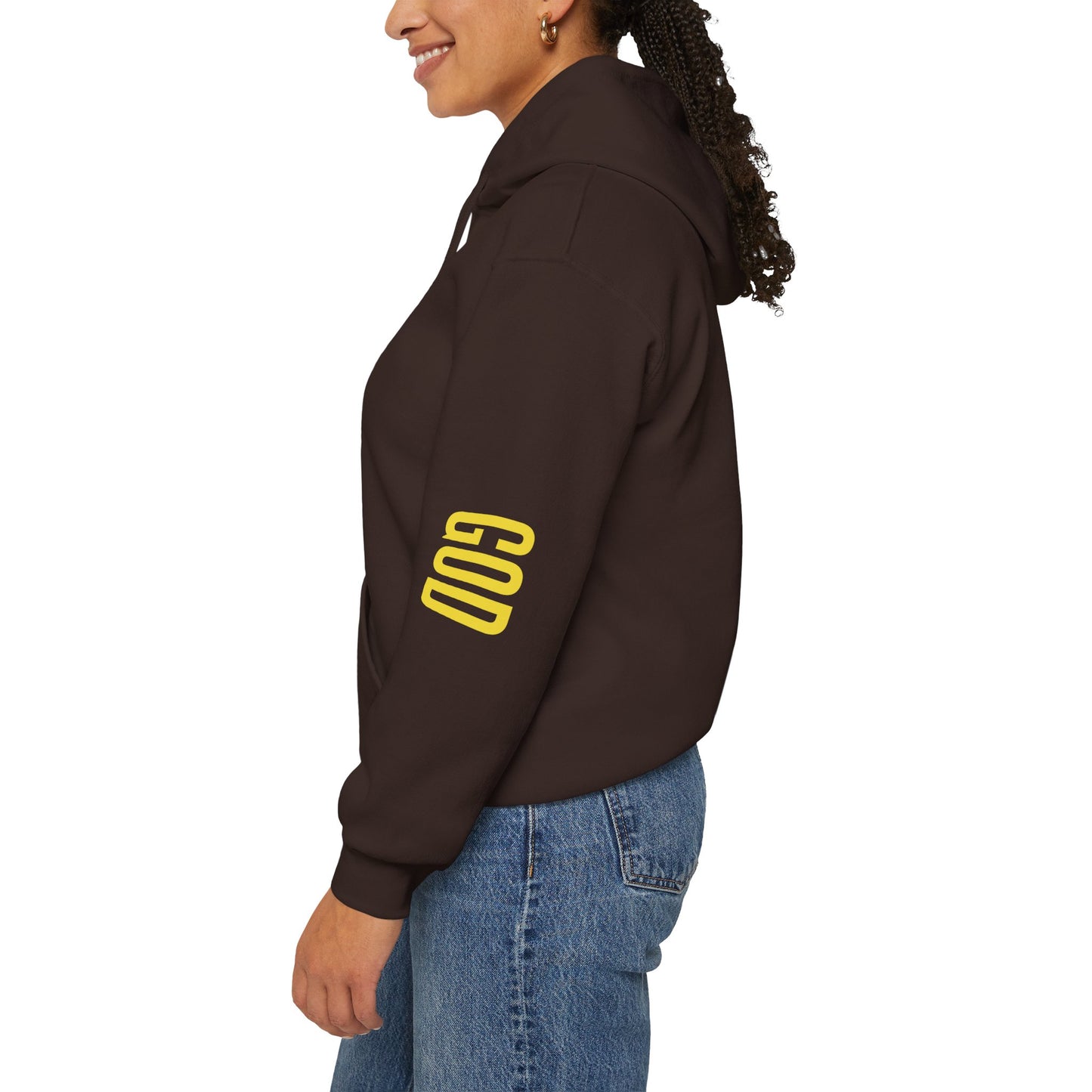 believing god sleeve yellow unisex heavy blend™ hooded sweatshirt