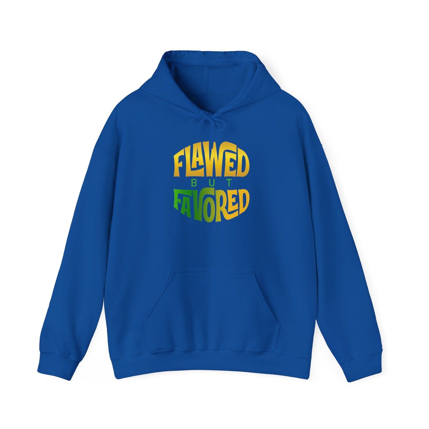 flawed but favored hoodie – unisex motivational graphic sweatshirt