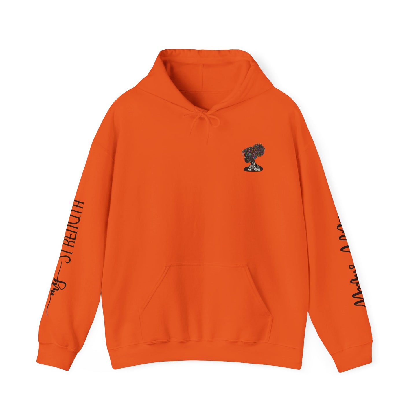 my strength ain’t small sleeve pink empowering women’s hoodie - for classy & resilient women