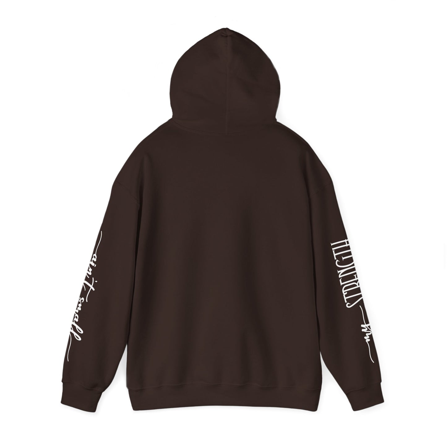 my strength ain’t small sleeve white empowering women’s hoodie - for classy & resilient women