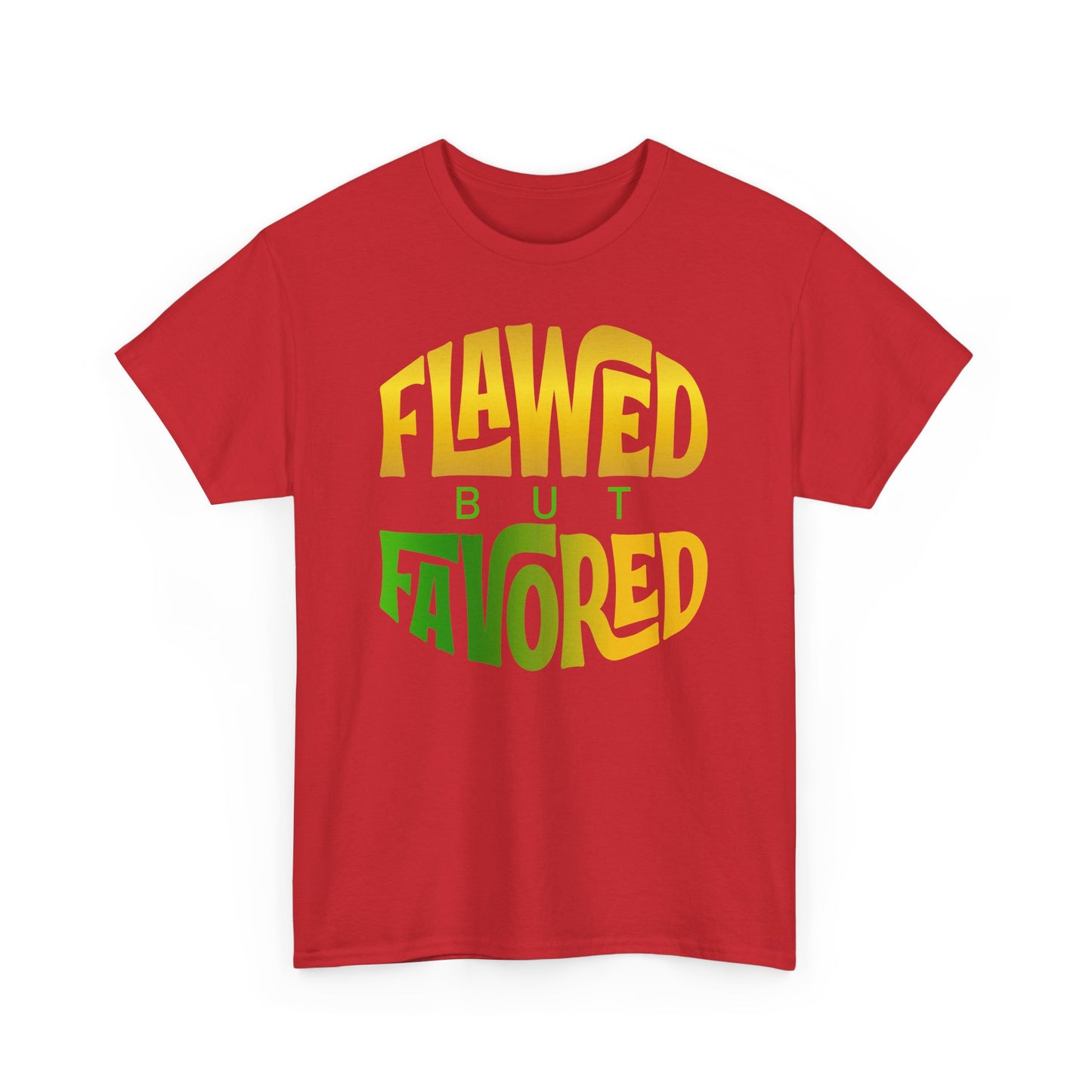 flawed but favored tee – inspirational faith unisex cotton shirt