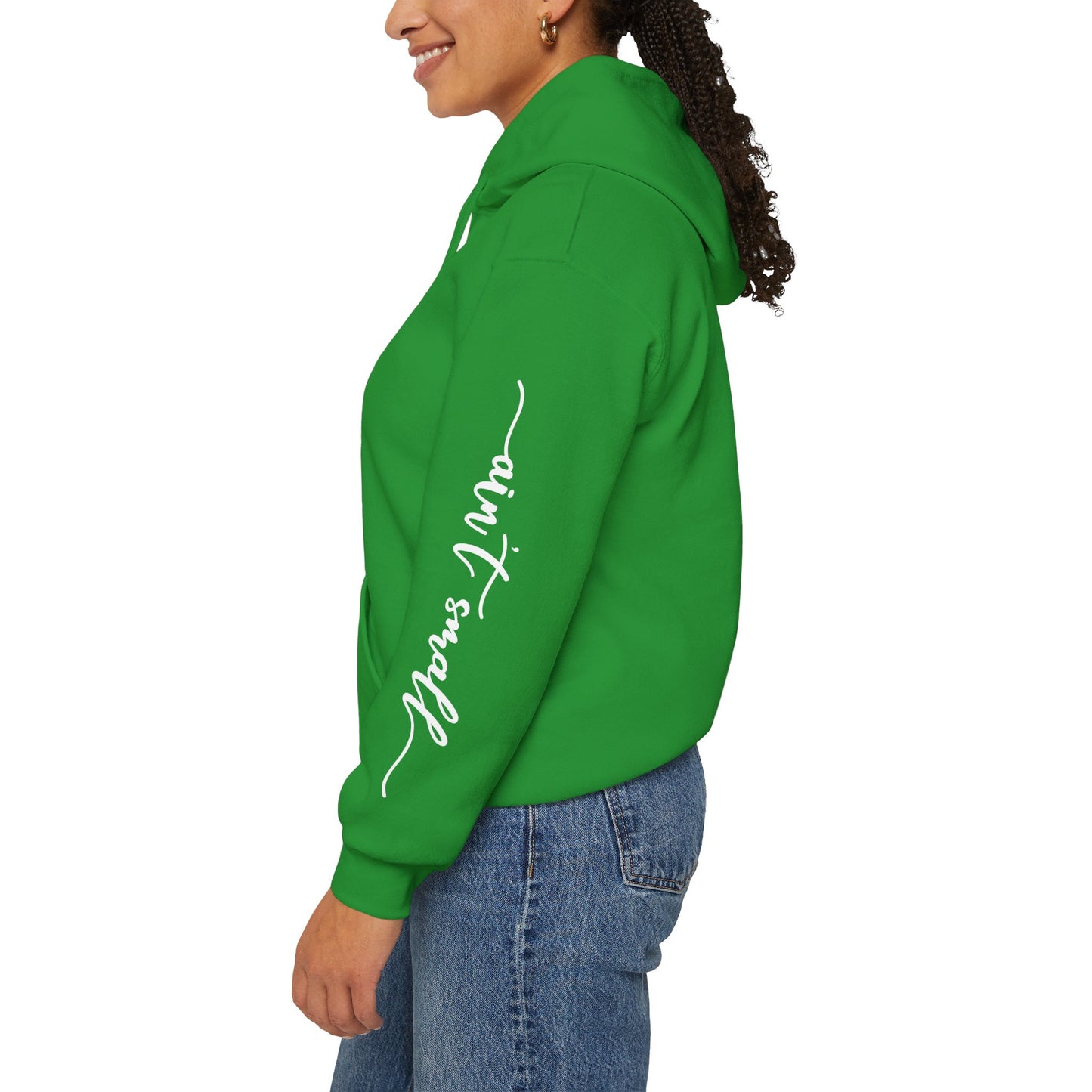 my strength ain’t small sleeve white empowering women’s hoodie - for classy & resilient women