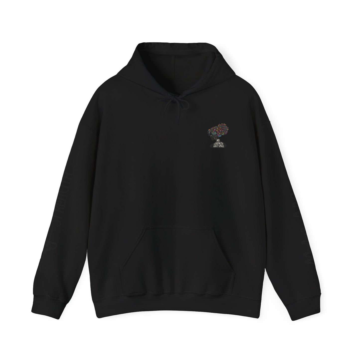 my strength ain’t small sleeve pink empowering women’s hoodie - for classy & resilient women