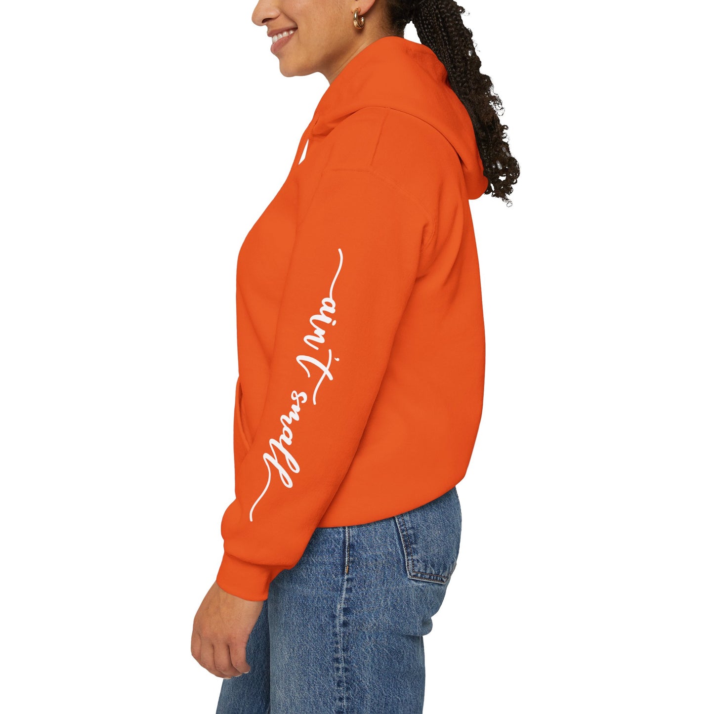 my strength ain’t small sleeve white empowering women’s hoodie - for classy & resilient women