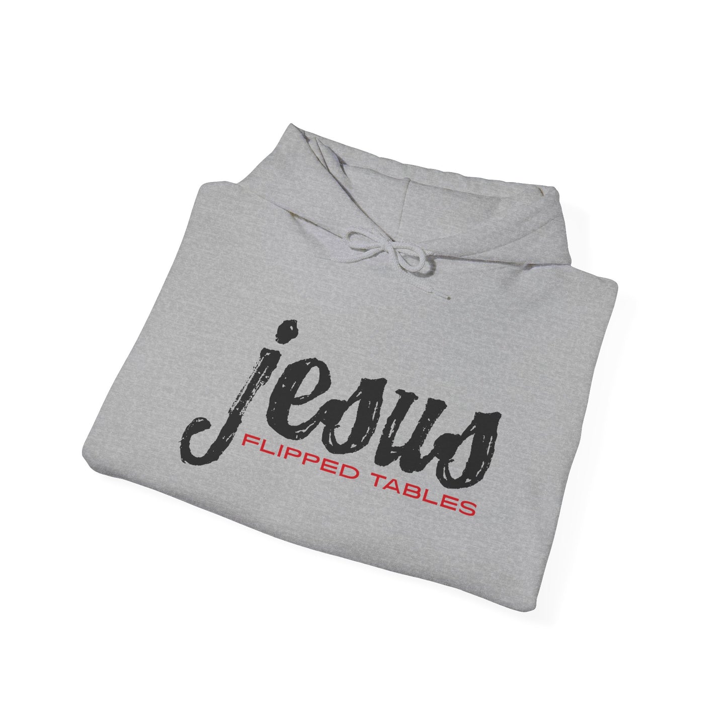je-sus flipped tables unisex heavy blend™ hooded sweatshirt