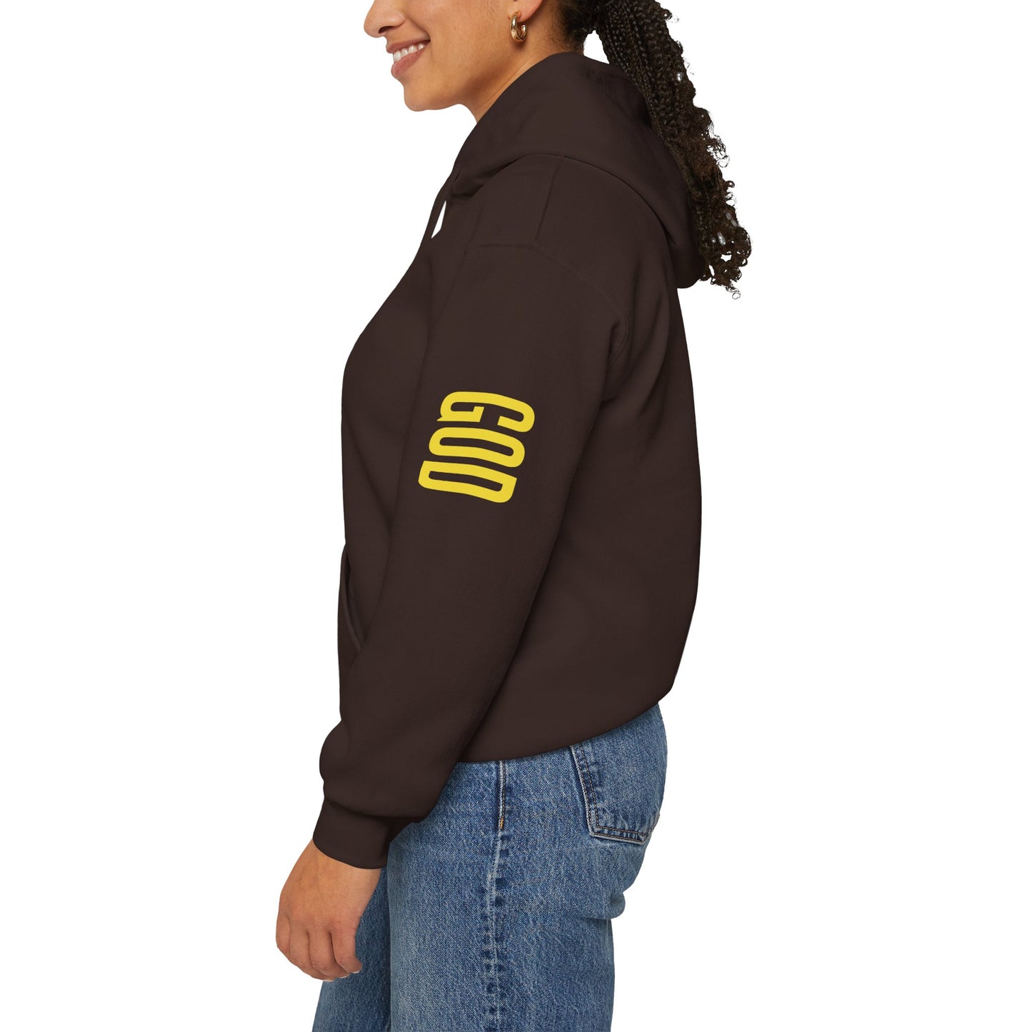 believing god sleeve yellow unisex heavy blend™ hooded sweatshirt