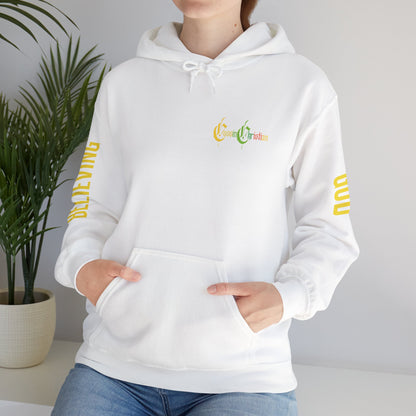 Believing God Sleeve Yellow Unisex Heavy Blend™ Hooded Sweatshirt