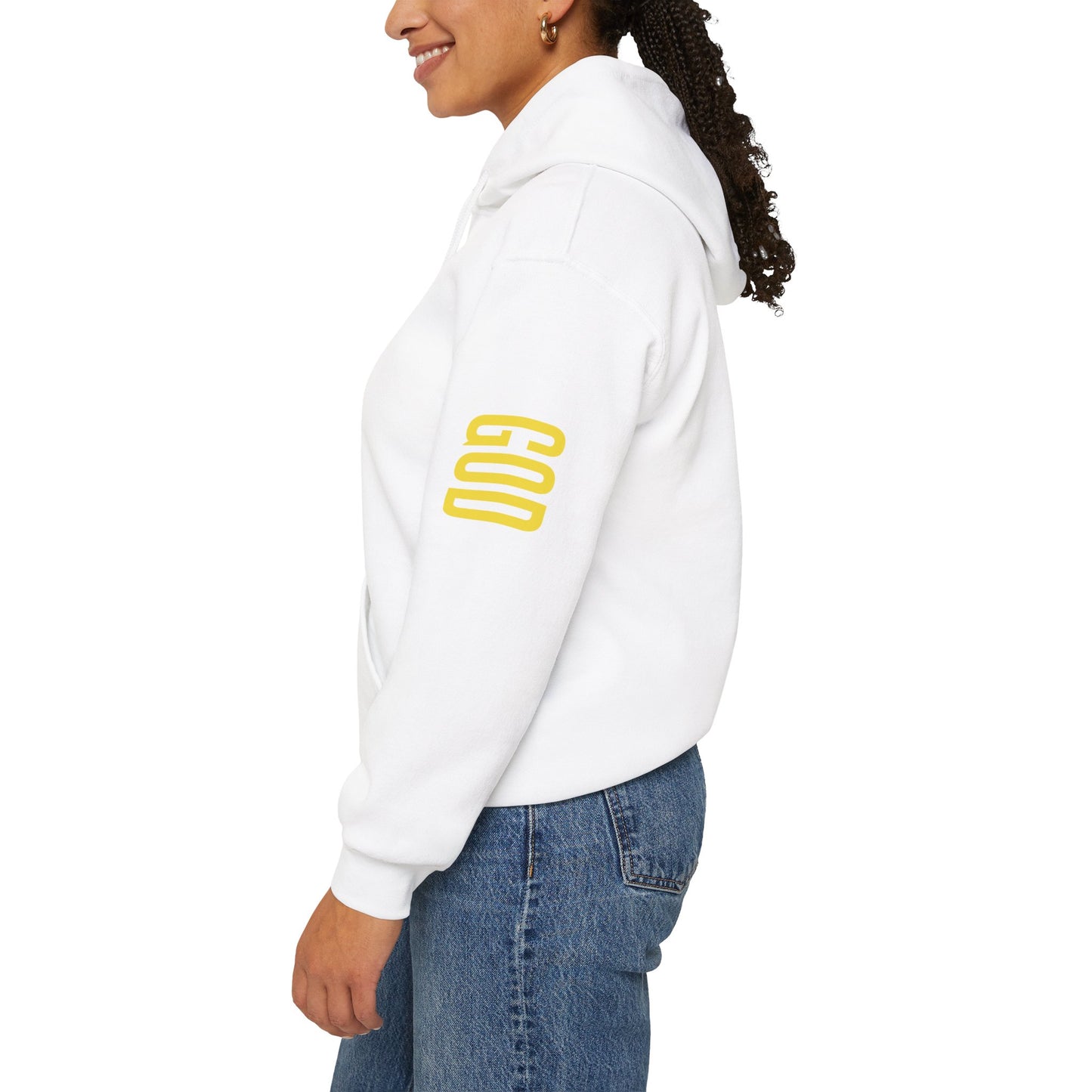 believing god sleeve yellow unisex heavy blend™ hooded sweatshirt