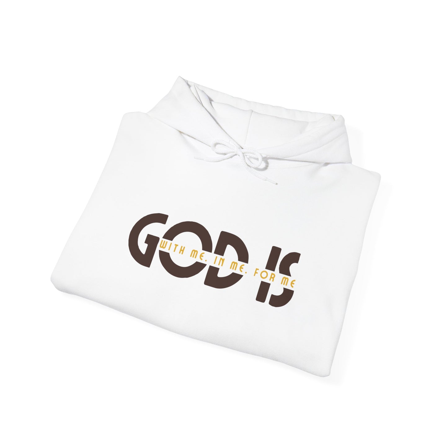 god is with me brown and yellow unisex heavy blend™ hooded sweatshirt