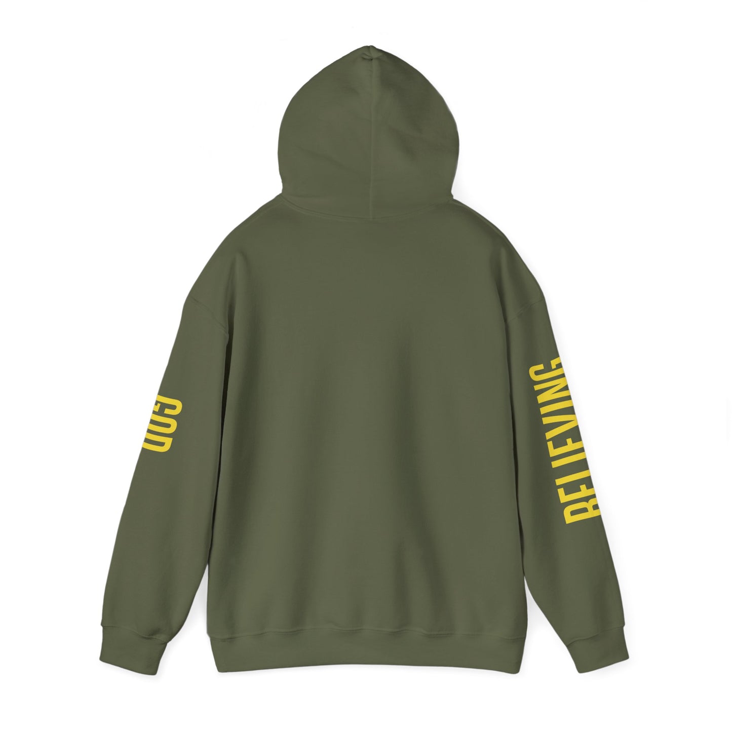 believing god sleeve yellow unisex heavy blend™ hooded sweatshirt